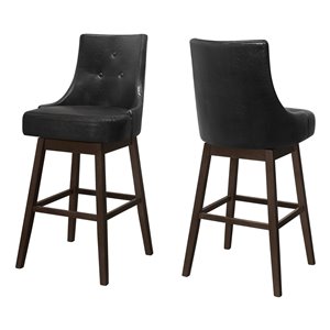 Tabouret de bar capitonné pivotant de Monarch Specialties, noir, ensemble de 2