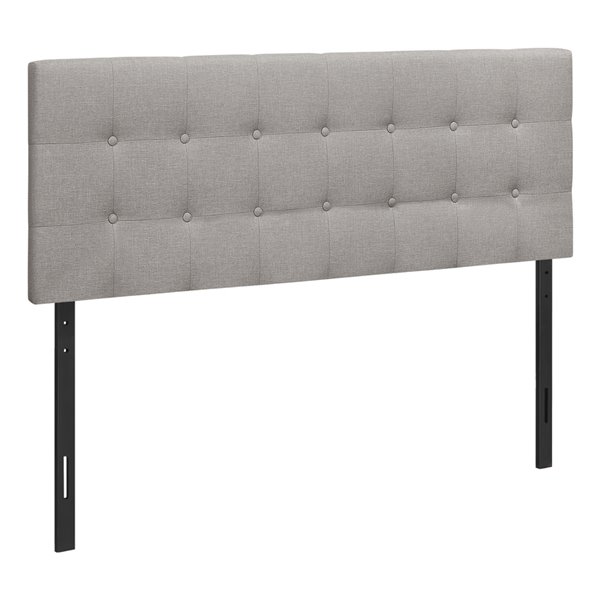 Monarch Specialties Linen Upholstered Queen Headboard, Grey