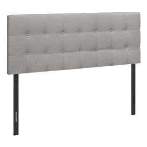 Monarch Specialties Linen Upholstered Queen Headboard, Grey