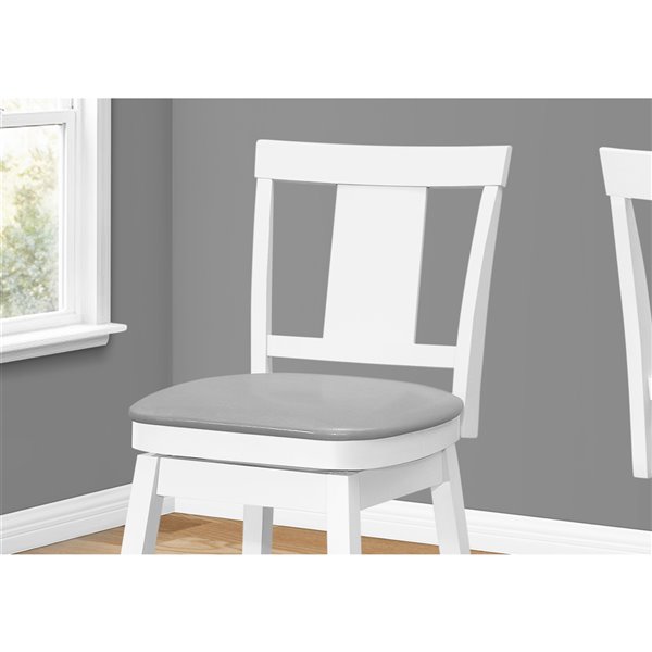 Monarch Specialties Upholstered Counter Height Stool, White/Grey, 2-Pack