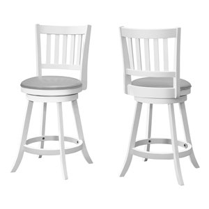 Monarch Specialties Upholstered Swivel Counter Height Stool, White/Grey, 2-Pack