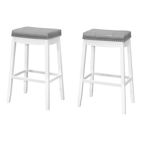 Monarch Specialties Upholstered Bar, 2 Pack White Bar Stools