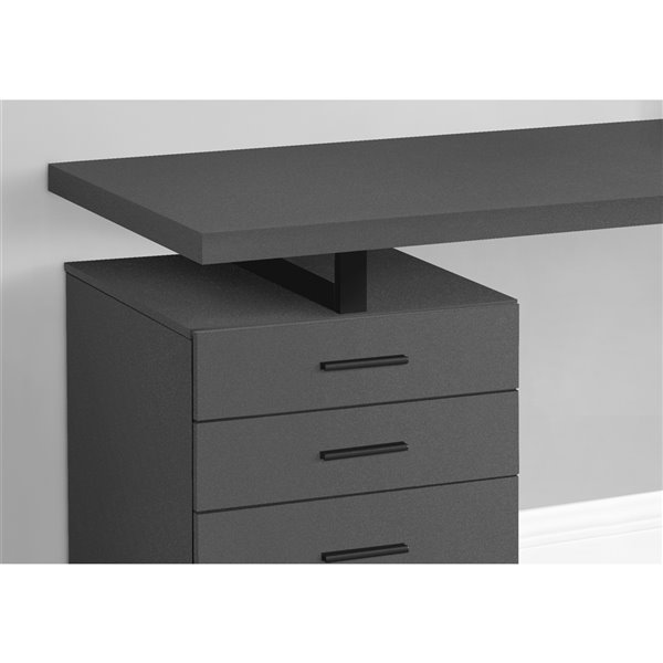 BUREAU - 48 poL / GRIS MODERNE / METAL NOIR / FACE GAUCHE/DROIT