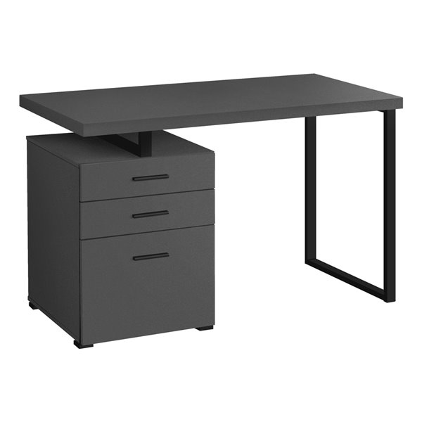 BUREAU - 48 poL / GRIS MODERNE / METAL NOIR / FACE GAUCHE/DROIT