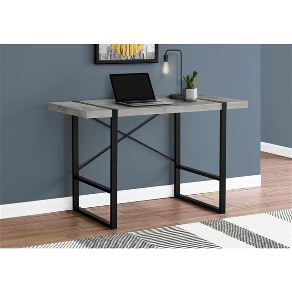 BUREAU - 48 poL / SIMILI-CIMENT GRIS / METAL NOIR