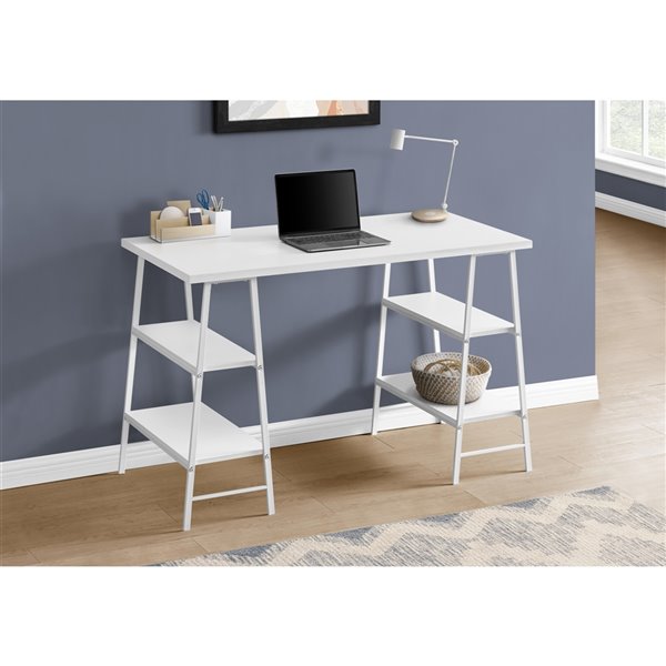 COMPUTER DESK - 48-inL / WHITE / WHITE METAL