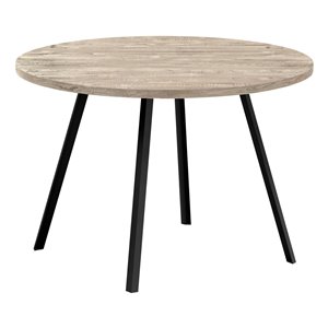Table de salle à manger fixe ronde Standard de Monarch Specialties, surface en composite et base en métal, taupe et noir