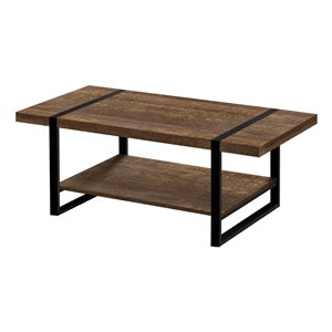 Monarch Specialties Reclaimed Wood-Look and Composite Coffee Table, Brown