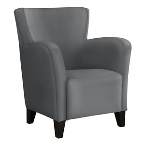 Chaise bergère capitonné contemporain en similicuir de Monarch Specialties, gris