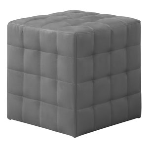 Repose-pieds carré en similicuir de Monarch Specialties, gris