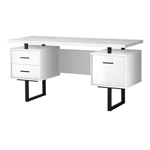 Monarch Specialties 60-in W x 23.75-in D x 30.25-in H White and Black Metal Computer Desk 2 Drawers/1 File Drawer