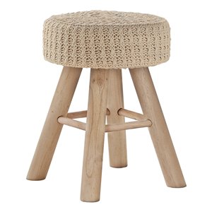 Repose-pieds décontracté rond en polyester de Monarch Specialties, beige