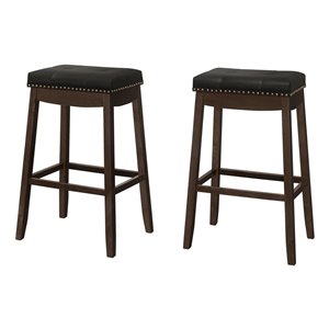 Tabouret de bar capitonné pivotant de Monarch Specialties, noir/expresso, ensemble de 2