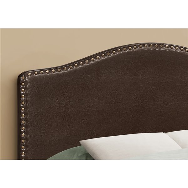 Monarch Specialties Faux Leather, Brown Faux Leather Headboard Queen