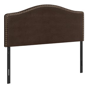 Monarch Specialties Faux leather Upholstered Full Headboard, Dark Brown