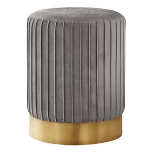 Repose-pieds glamour rond en velours de Monarch Specialties, gris