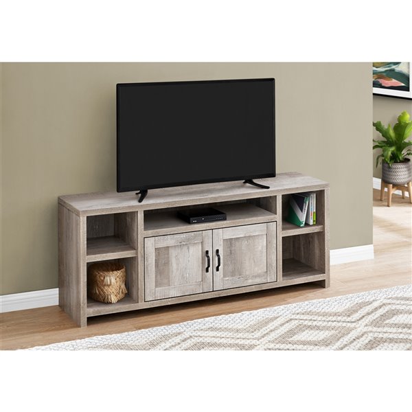 Monarch Specialties 5-Shelf TV Stand, Taupe