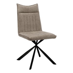 Monarch Specialties Contemporary Faux Leather Upholstered Side Chair, with Metal Frame, Taupe and Black, Set of 2