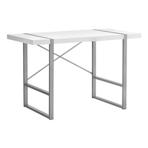 BUREAU - 48 poL / BLANC / METAL ARGENT