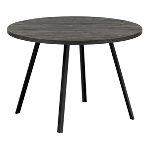 Monarch Specialties Round Fixed Standard Dining Table, Composite Top with Metal Base, Black