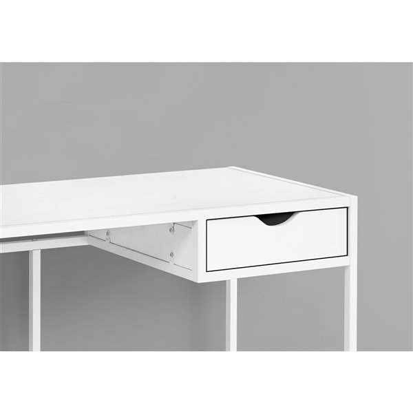 COMPUTER DESK - 42-inL / WHITE / WHITE METAL