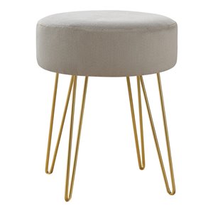 Repose-pieds glamour rond en polyester de Monarch Specialties, beige