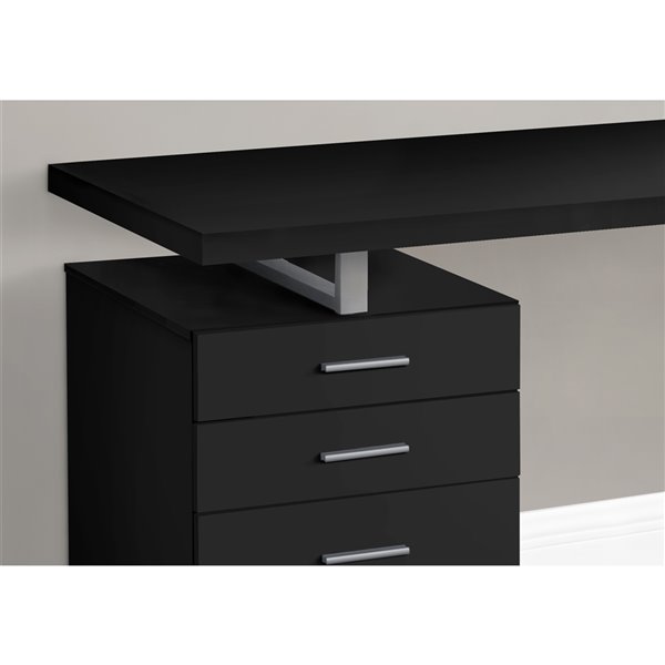 BUREAU - 48 poL / NOIR / METAL ARGENT / FACE GAUCHE/DROIT