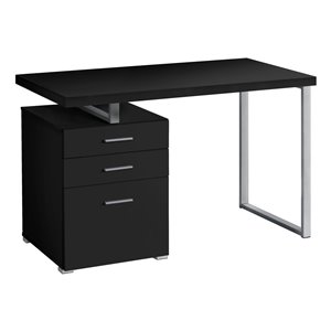 COMPUTER DESK - 48-inL / BLACK / SILVER METAL / L/R FACE