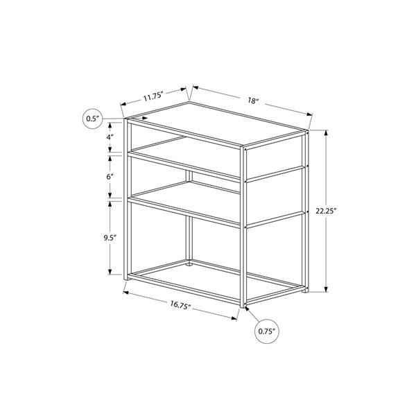 Monarch Specialties Composite Rectangular Side End Table, 22.25-in x 18-in, Dark Taupe and Black