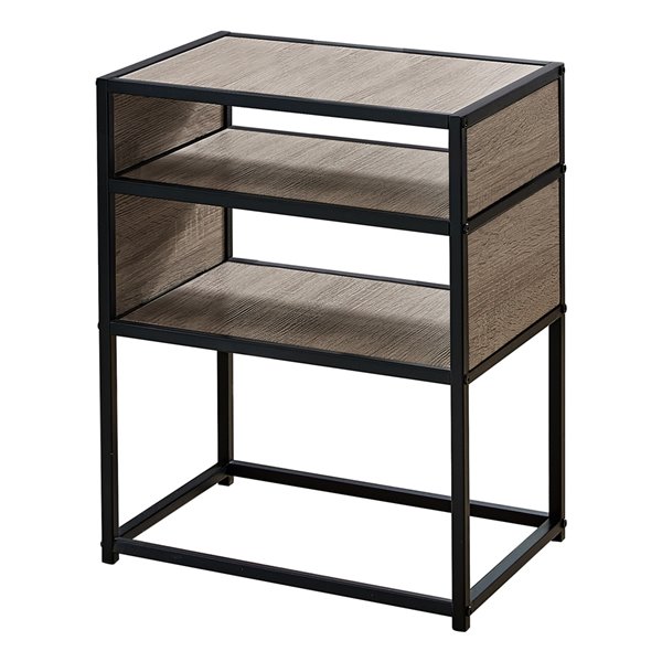 Monarch Specialties Composite Rectangular Side End Table, 22.25-in x 18-in, Dark Taupe and Black