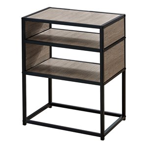Monarch Specialties Composite Rectangular Side End Table, 22.25-in x 18-in, Dark Taupe and Black