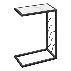Table d'appoint en forme de C rectangulaire de Monarch Specialties, 25,25 po x 10,25 po, blanc et noir