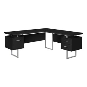 Monarch Specialites 71-in L x 71-in W x 30-in H Black and Silver Metal Left/Right Corner Computer Desk