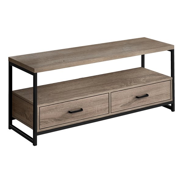 Monarch Specialties 1-Shelf 2-Drawer TV Stand, Dark Taupe