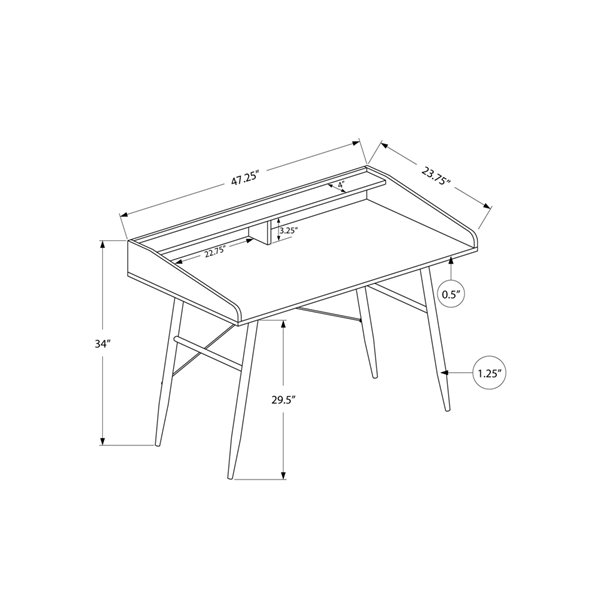 COMPUTER DESK - 48-inL / BLACK / BLACK METAL