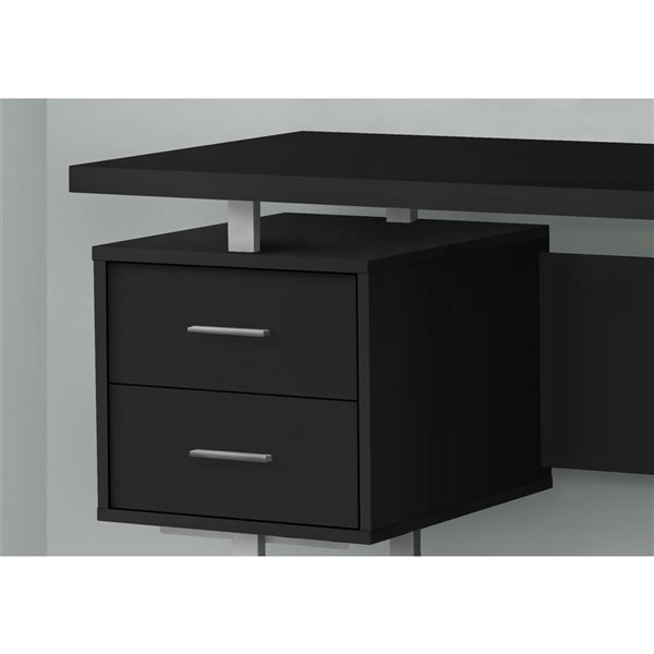 COMPUTER DESK - 60-inL / BLACK / SILVER METAL