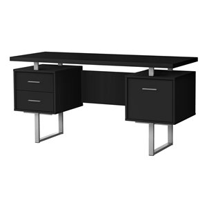 COMPUTER DESK - 60-inL / BLACK / SILVER METAL