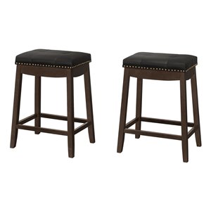 Tabouret de comptoir capitonné pivotant de Monarch Specialties, noir/expresso, ensemble de 2