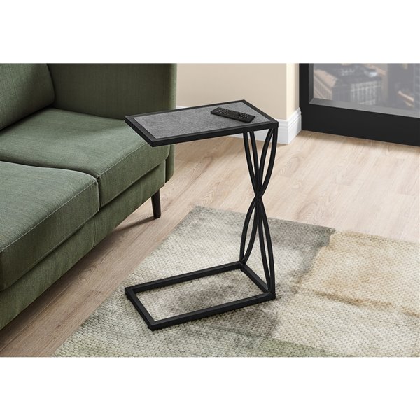 Monarch Specialties Composite Rectangular C-Shaped End Table, 25.25-in x 10.25-in, Grey and Black