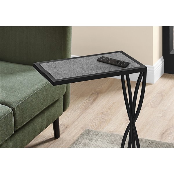 Monarch Specialties Composite Rectangular C-Shaped End Table, 25.25-in x 10.25-in, Grey and Black