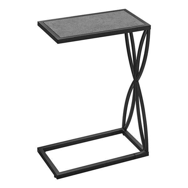 Monarch Specialties Composite Rectangular C-Shaped End Table, 25.25-in x 10.25-in, Grey and Black