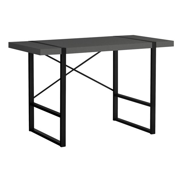 COMPUTER DESK - 48-inL / MODERN GREY / BLACK METAL