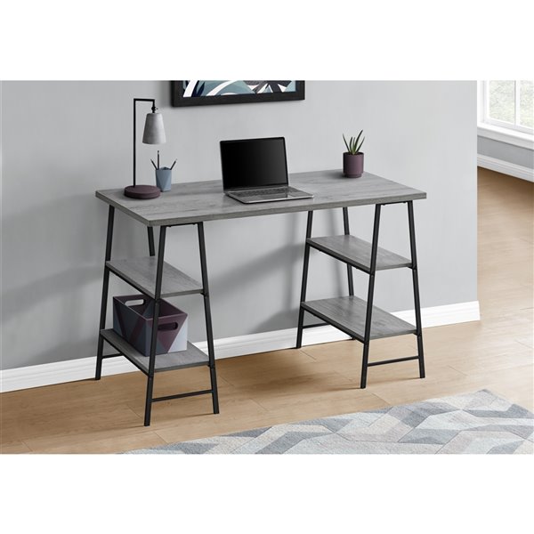 COMPUTER DESK - 48-inL / GREY / BLACK METAL