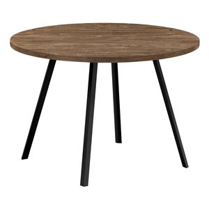 Table de salle à manger fixe ronde Standard de Monarch Specialties, surface en composite et base en métal, brun et noir