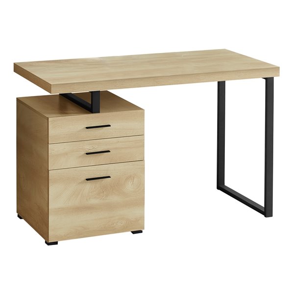 BUREAU - 48 poL / NATUREL / METAL NOIR / FACE GAUCHE/DROIT