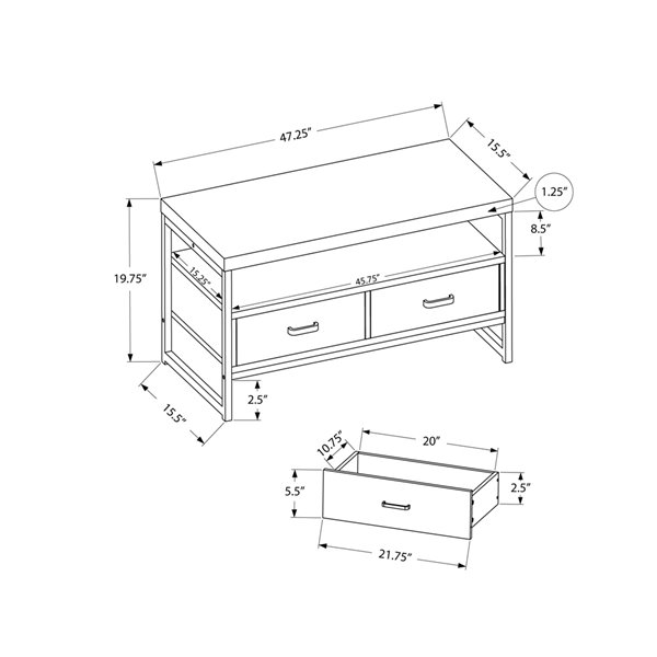 Monarch Specialties 1-Shelf 1-Drawer TV Stand, Black