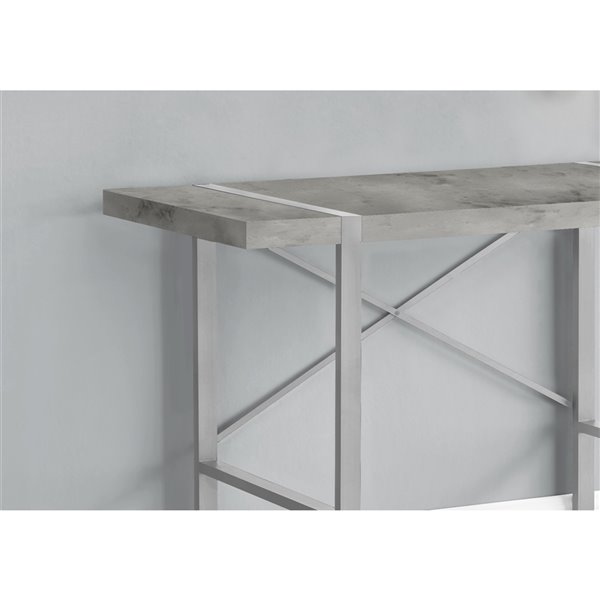 BUREAU - 48 poL / SIMILI-CIMENT GRIS / METAL ARGENT