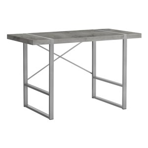 COMPUTER DESK - 48-inL / GREY CONCRETE-LOOK / SILVER METAL