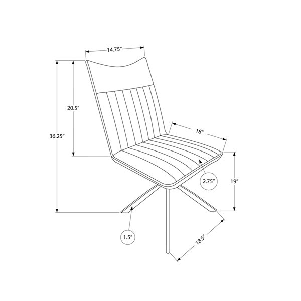 Chaise accent capitonnée contemporaine en faux cuir de Monarch Specialties, avec base en métal, noir et chrome, ensemble de 2