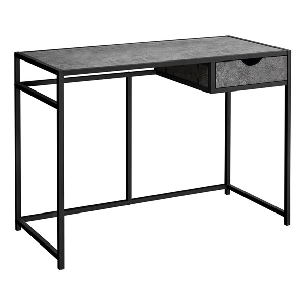 MONARCH SPECIALTIES COMPUTER DESK - 42-inL / GREY STONE-LOOK / BLACK ...